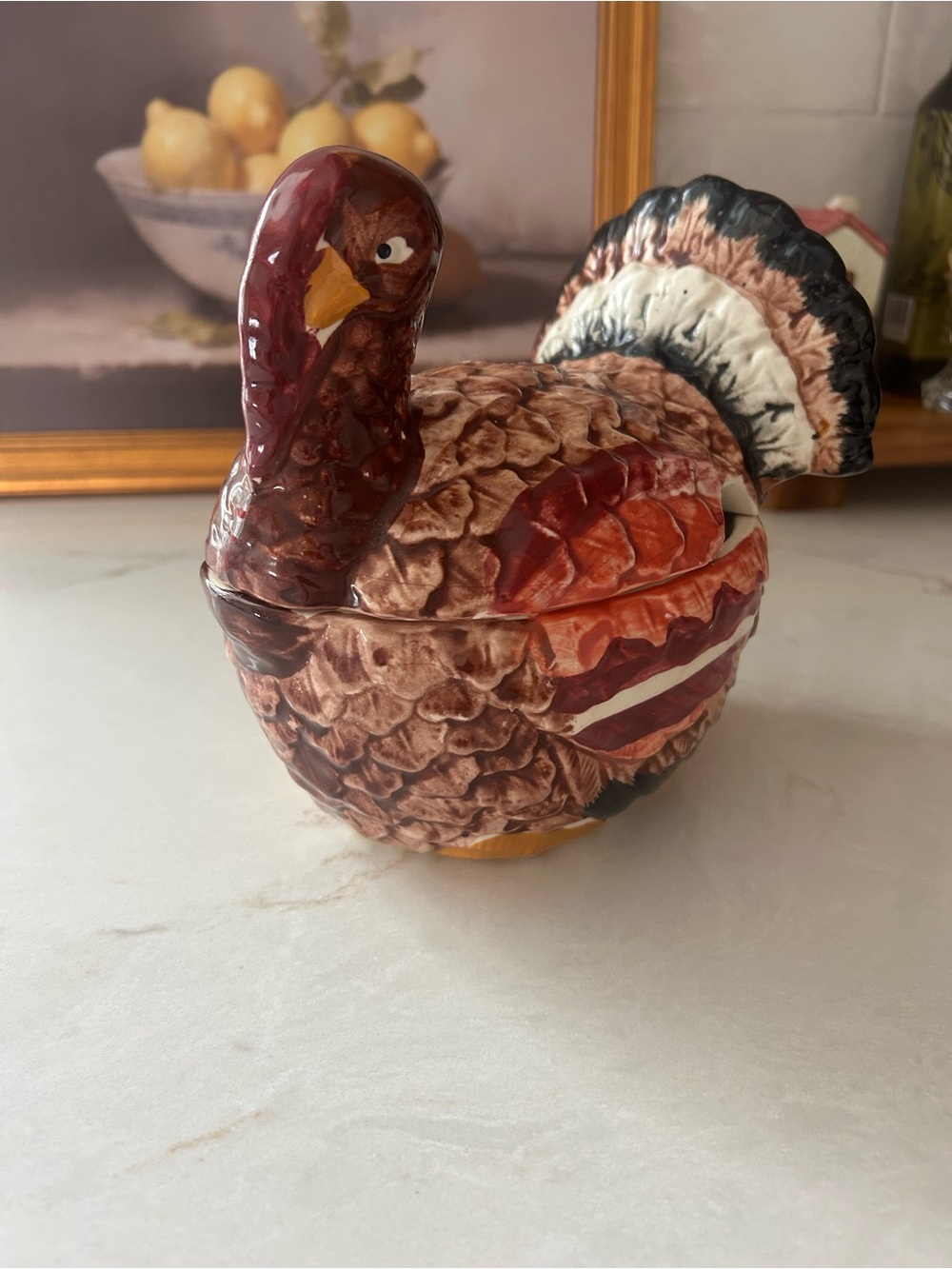 Vintage Japan Ceramic Turkey Tureen Lidded Serving Bowl Thanksgiving Fall Decor